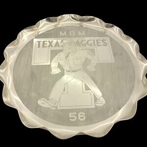 Vintage Texas A&M Aggies “MOM” Etched Aluminum Serving Tray/Platter 13.5”